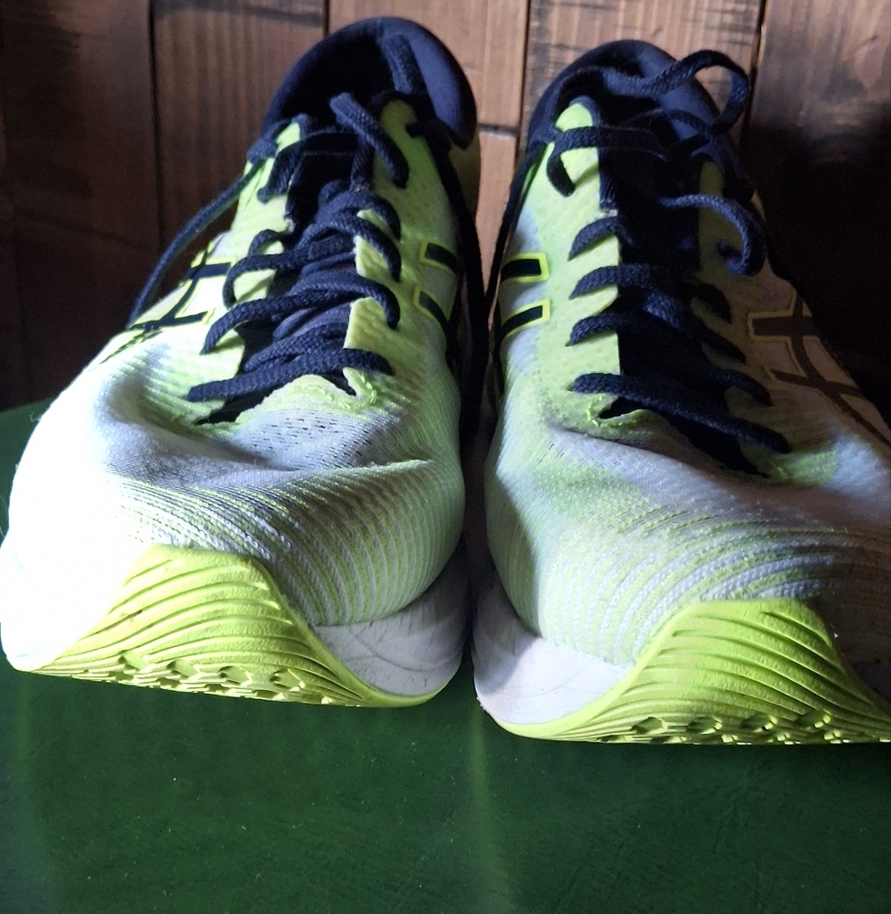 Asics Magic Speed Neon Green and Navy Athletic Shoes - Picture 10 of 13